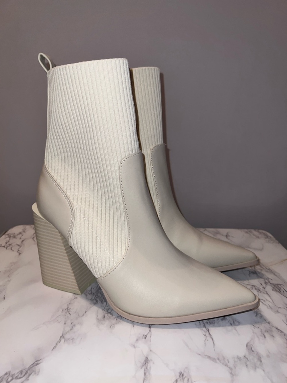 Wild pair Trinityy Pointed-Toe Pull-On Knit Dress Booties